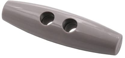 Knebel Knöpfe Kunststoff grau hellgrau 2 Löcher 40mm x 9mm made in Germany (10 Stück)