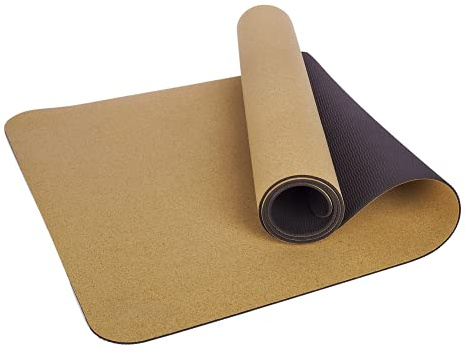 Generisch Yogamatte aus Kork und Naturkautschuk nachhaltig - 183cm x 61cm x 5mm - Rutschfest - Breit - Geruchsneutral - Fitness, Gym, Übung, Sport, Schweißabsorbierend