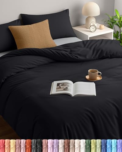 Utopia Bedding Super King Duvet Cover Set with 2 Pillowcases 50x75cm, Black | Microfiber Bedding Quilt Cover Set with Pillowcases, Oeko-TEX Certified,Soft Breathable Comfort - Ideal for Home and Hotels