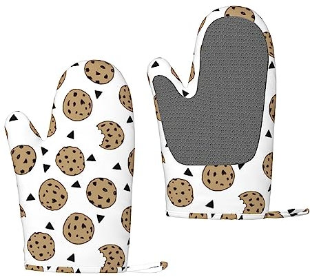 Cookies Food Chocolate Chip Biscuits Print Silicone Oven Gloves,Heat Resistant Silicone Oven Gloves - Protect Your Hands In Style