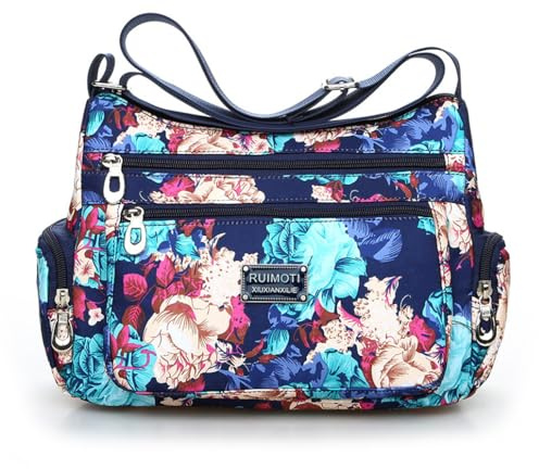 Generic Flower Cloth Shoulder Bag for Women - Crossbody Bags, Dumpling Bag, Outdoor Leisure - Large Capacity - Blue Flower
