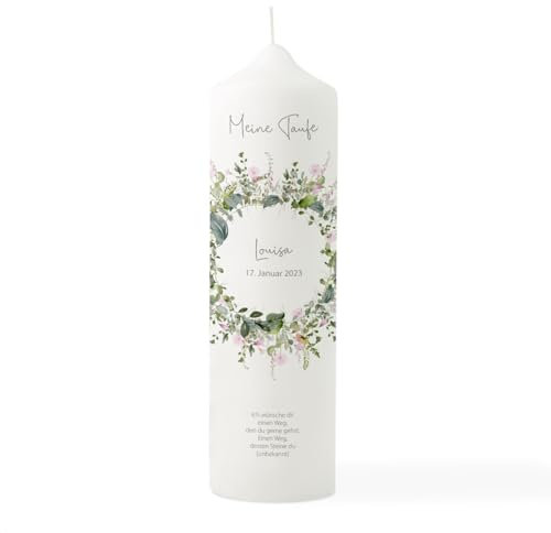 Vela de bautizo con corona de flores rosa, vela de bautizo personalizada, vela de bautizo con frase en el bautismo, vela bendición, regalo para bautizo, vela de bendición infantil, regalo para bautizo