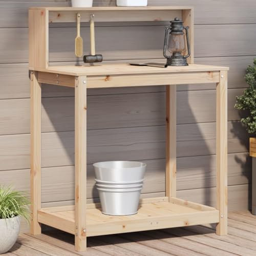 832407 Table de plantation en pin massif avec étagères 82,5 x 50 x 109,5 cm