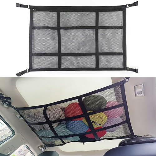 Cargo Net for Van, Van Storage, Double Layer Mesh Car Boot Organiser, Large Capacity Car Roof Storage Nets for Campervans, Foldable Lorry Camping Accessories interior Gadgets （90 * 65cm）