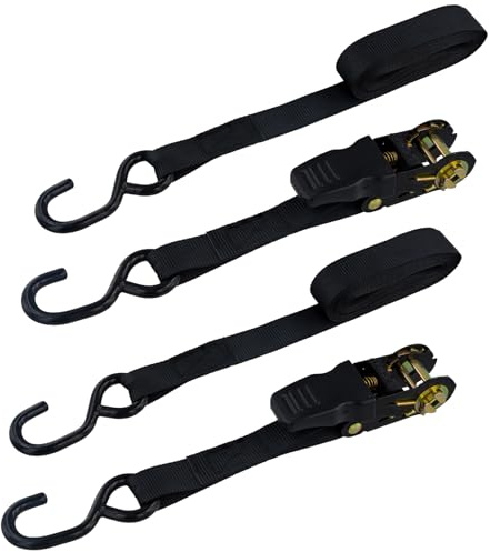 2 Pezzi Cinghie a Cricchetto, Cinghie di Tensione con Cricchetto e Gancio, Cinghie di Fissaggio, Cinghie di Fissaggio a Cricchetto, Cinghie di Ancoraggio con Ganci a S, per il Fissaggio del Carico e i