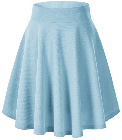 EXCHIC Mujeres Elegante Cintura Elástica A-Línea Midi Falda Base Uniforme Plisada Patinaje Falda(M, Azul Claro)