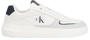 Calvin Klein Uomo Sneakers con Suola Preformata Chunky Low Suola Spessa, Bianco (Bright White/Navy/Grey), 47