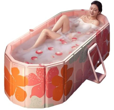 Vasca pieghevole, vasca da bagno portatile, vasca da bagno autoportante, isolamento termico e drenaggio, design salvaspazio e struttura robusta, 120 cm per casa e viaggi