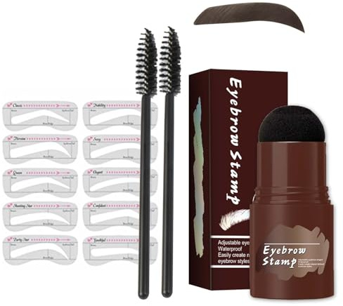 Clawrex Juego de plantillas para cejas, resistente al agua, polvo de cejas, sello de cejas con 10 plantillas reutilizables para cejas, larga duración, natural, multifuncional (marrón oscuro)