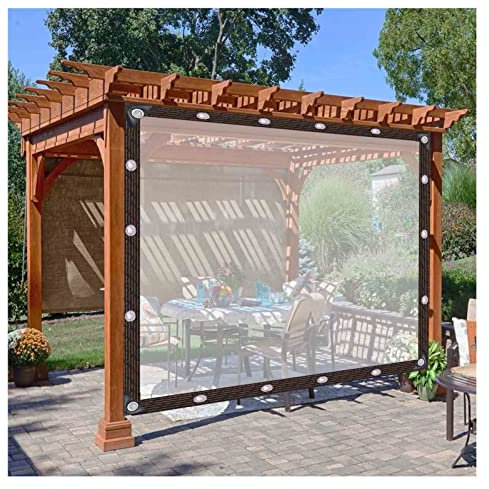 Tende impermeabili per esterni con occhielli, pannelli laterali personalizzabili in PVC per giardino, patio e veranda (trasparente, 6 x 3 m)