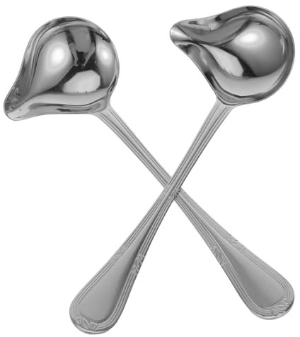 Cabilock 2 pezzi Cucchiaio da Salsa Acciaio Inossidabile con Beccuccio per Rimuovere Olio Utensile Versatile per Hot Pot e Salse Strumento Resistente e Adattabile per e