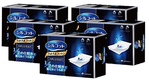 Unicharm Silcot Uruuru Sponge Facial Cotton 40 Sheets 5 Packs