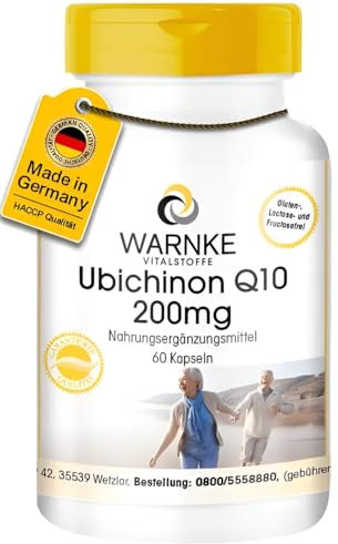 Coenzym Q10 200mg - 60 Kapseln - CoQ10 Kapseln - hochdosiert - Ubichinon | Warnke Vitalstoffe - Deutsche Apothekenqualität