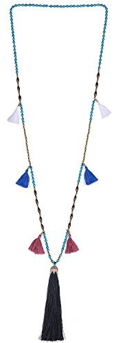 KELITCH Perlen Halskette Bib Kette Mehrfarbige Quaste Lange Strand Strand Freundschaft Halskette (Grau H)