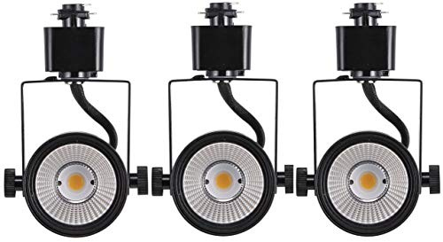 CLOUDY BAY 8W dimmable LED Track Light Head,CRI 90+ Day Light 5000K,Adjustable Tilt Angle Track Lighting Fixture,40° Angle for Accent Retail,Black Finish Halo Type - 3 Pack