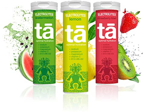 TA ENERGY - PACK x3 Tubes - Pastilles d'hydratation - Sels Minéraux - Vitamines - Faibles en calories - Réduit les crampes - MADE IN FRANCE (Citron/Fraise-Kiwi/Pastèque, Pack x3 Mix)