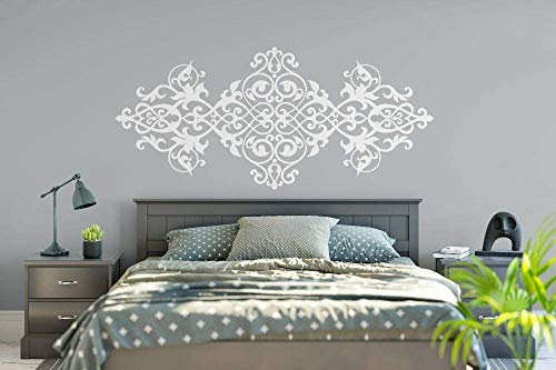 Cabecera Vintage Tatuajes De Pared Diseño De Estilo Barroco Mandala Flor Vinilo Adhesivos De Pared Dormitorio Principal Decoración Para El Hogar Papel Tapiz-127X57Cm Blanco