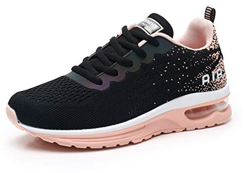 AFFINEST Damen Laufschuhe Sportschuhe Air Atmungsaktiv Turnschuhe rutschfest Leichte Schuhe Stoßfest Outdoor Mesh Sneaker Schwarz orange 39