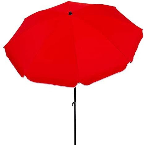 acamp Sonnenschirm rund ø 240 cm Solaris | Made in EU | Sonnenschutzfaktor (UPF) 50+ | Stahlrohr-Gestell wetterfest | Bezug wasserabweisend | Terrassenschirm mit Knick-Gelenk | Marktschirm in Rot