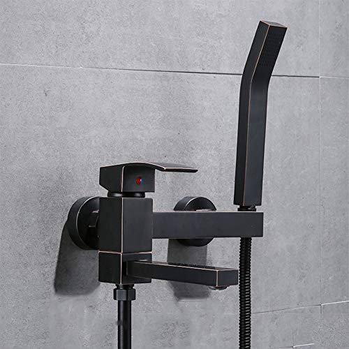 Badewannenarmatur Mit Handbrause - Wannenarmatur, Inkl Brausehalter Und 1,5M Duschschlauch, Stilvolle Schwarz Badewanne Wasserhahn - Dusche Set, Einhand-Wannenbatterie, Messing, Moderner Stil