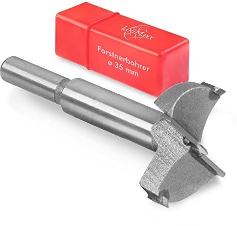 LouMaxx Forstnerbohrer 35mm - Scharnierlochbohrer mit Zentrierspitze – Forstnerbohrer Holz Holzbohrer Ø 35mm aus robustem Stahl