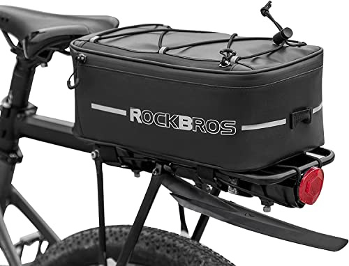 ROCKBROS Bolsa Trasera para Bicicleta con Funda Impermeable, Bolsa para Portaequipajes 4/9 litros Multifuncional para Ciclismo Viaje MTB, Negro