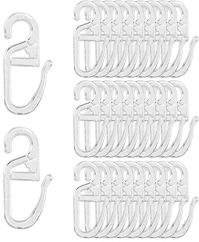 100 Stück Hochwertige Überklipshaken Gardinenhaken Zum Einhängen 31x15mm Transparent Gardinen Schienen Faltenlegehaken Vorhanghaken Kräuselband Haken Gardinengleiter Fensterhaken für Schienen