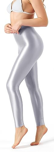SOFSOT Leggings de Sport Taille Haute, Pantalons de Pilates Brillants, Collants de Yoga Scintillants pour Femmes.