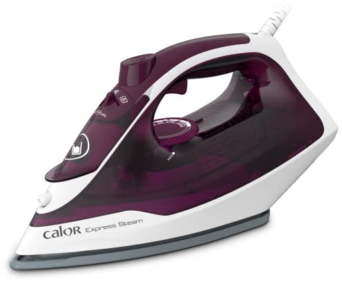 Calor Express Fer à repasser vapeur, 2400 W, Débit vapeur 35 g/min, Fonction pressing 160 g/min, Semelle céramique, Défroissage vertical FV2835C0, Grenat