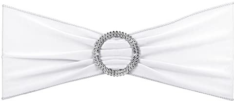 PATIKIL 14x5 Elastico Sedia Fasce Fiocchi, 10pz Elastico Sedia Fasce Fasce con Fibbia Cursore per Matrimonio Banchetto Decorazioni, Bianco