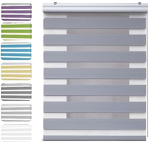 Lamellenvorhang 120 x 280 cm Sichtschutz Blendschutz Hitzeschutz Lamellen Rollo mit Verstellbarer Kette für Fenster oder Tür, Badezimmer, Hellgrau