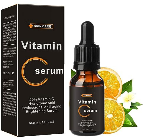 Vitamin C Serum For Face, 20% Vitamin C Serum With Hyaluronic Acid For Collagen Boost, Anti-Wrinkle,Anti-Aging,Dark Circle,Sun Damage,Brighten Hydrate Face Serum(35ml)