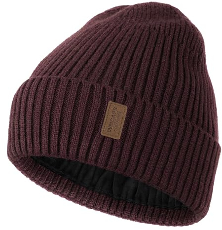 Knit Beanie - Thermal Winter Hat with Fleece Lining, Gift for Men