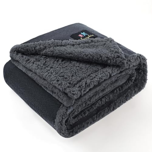 luciphia Couverture Imperméable pour Chien, Lavable Couverture pour Chien Chat, Plaid Anti Pipi Lavable Grande Taille, Protection de Canapé pour Chiens en Polaire Sherpa Gris L (145 * 165cm)
