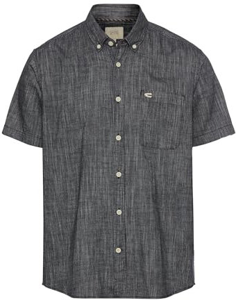 camel active Herren Kurzarmhemd mit Strukturmuster Dunkelblau, Menswear-XL