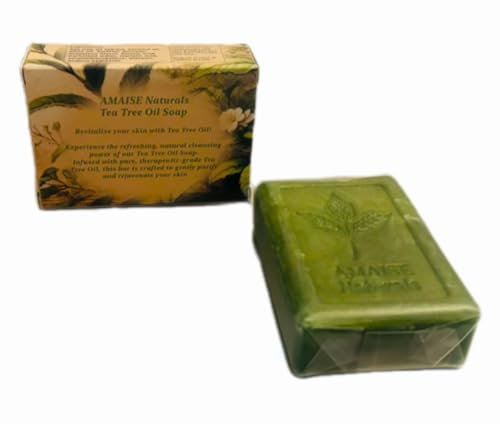 AMAISE Naturals 110g Tea Tree Oil Soap Antifungal Antiseptic Soap - All Natural Ingredients 100% Vegan, Kills Germs - Helps with Athlete's Foot Tinea Versicolor Ringworm Jock Itch