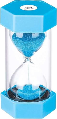 SuLiao Sandtimer 1 minut timglas, färgglad sandklocka 1 min, liten blå sandklocka en minut, plast timglas sandglas för barn, spel, klassrum, kök, dekoration
