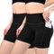 Sanpetix Radlerhose Damen mit Taschen High Waist Sporthose Damen Kurz Sport Shorts für Gym Schwarz 2 Pack LXL