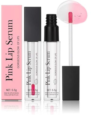 2 Stück Pink Lip Serum, Pink Lip Serum Plumper, Magischer Farbwechsel Lipgloss, Hydrating Pink Lip Plumper, Color Changing Lip Oil, Rosa Lippenserum Lip Tint, Lang Anhaltender Feuchtigkeit, Repair