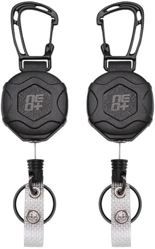 NEO+ 2-pack infällbar nyckelring kraftig, märkesrullar infällbar, taktisk ID-bricka hållare med uppgraderad zinklegering karbinhake, 84 cm belagd stålsladd, lager 2,5 dl