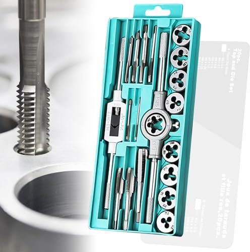 20 Tlg Gewindeschneider Set: Metrisch M3 - M12 Gewindeschneidsatz DIY, Gewindeschneider, Schneideisen, Gewindebohrer und Bohrer Set Gewindeschneid Satz, Gewinde Schneider Bohrer Werkzeug Set