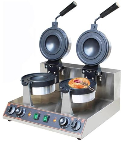 LSyySy Commercial Burger Waffle Maker, Non-stick Electric Panini Press Burger Waffle Maker, 50-300℃ Temperature Control Double-Sided Heating 5 Minutes Timer Bubble Egg Waffles Baker Machine