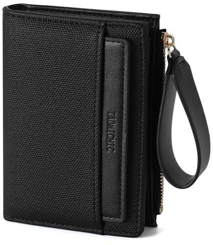 RRANCharltu Miniplånbok Kvinna Liten, Damplånbok Liten med Flera Kortplatser Miniplånbok med Låsspänne och Myntficka, Svart
