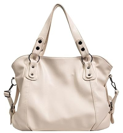 Coolives Sac a épaule avec bandoulière pour Femme Sac Cabas Sacoche Sac à Main porté épaule en Cuir PU Hobo Sac bandoulière pour Dames Mère Blanc