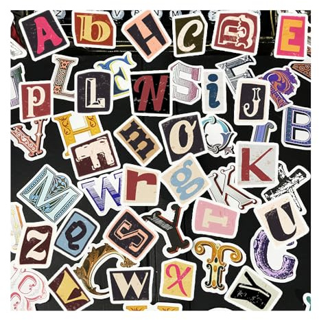 YZROHYI 208 Pezzi Adesivi Lettere Alfabeto,Stickers Alfabeto,Adesivi Decorativi Lettere,Adesive Scrapbooking Vintage,Autoadesivo Lettera,Adesivi In Vinile Impermeabili per Fai Da Te Album Fotografici