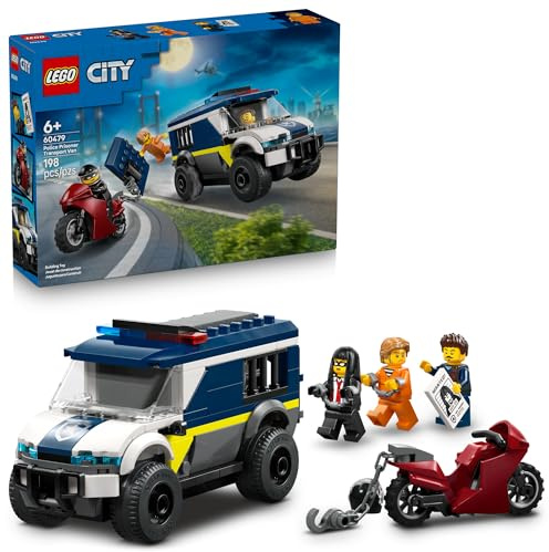 LEGO City Police Prisoner Transport Van - Police Toy for Kids, Boys & Girls Ages 6+ - Emergency Vehicle & Motorcycle Building Kit - Officer and 2 Crook Minifigures - Gift Idea for Birthdays - 60479