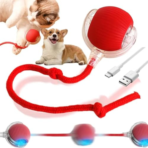 Genérico Juguete Interactivo para Gatos y Perros, 2026 Pelota Interactiva para Perros, Juguetes Resistentes para Perros, Juguetes para Gatos, Juguetes Interactivos Inteligentes para Perros (Red)