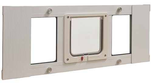 Ideal Pet Products Haustiertür, Aluminium, verstellbar für Fensterbreite von 68,6 cm bis 81,3 cm, Katzenklappe 16,5 x 16,5 cm Klappengröße, 27SWDCF