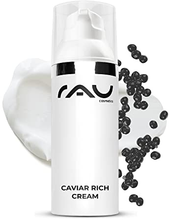 RAU Cosmetics Caviar Rich Cream 50 ml - Crema Viso Anti-Età al Caviale con Vitamine A, C ed E e Tripeptide - Trattamento Idratante Lussuoso per Pelli Secche e Mature - Made in Germany