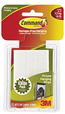 Command Large Picture-Hanging Strips, White, 12-Strip